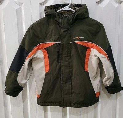 ZeroXposur Little Boy Winter Coat Hood Camo Fleece Lining Grey Orange NO SZ TAG - Image 1 of 4