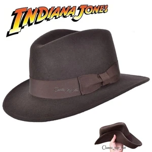 Indiana Jones Style 100% Wool Felt Fedora Brown Hat Crushable Box packaging - Picture 1 of 6