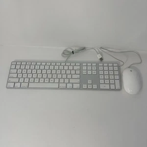 Apple Keyboard A1243 Wired USB Aluminum W/ A1152 Apple Mouse Bundle - Picture 1 of 3