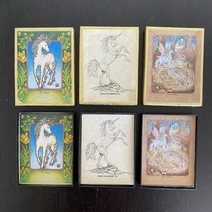 3 Partial Boxes Vtg Antioch Unicorn Bookplates Made In USA (12, 42, 43 of 50) - Picture 1 of 3