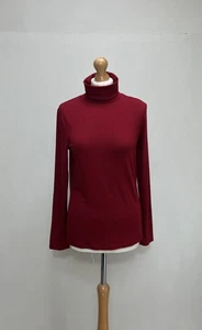Women’s Hobbs Top M Medium Burgundy Red Roll Neck Jumper Pullover Classic - Picture 1 of 10