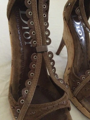 DIOR  Women’s Studded & Embellished With Cristal,Suede Brown Unique Heels S 37.5 - Image 1 of 4