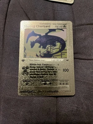 Pokémon Shining Charizard 107/105 Gold Foil   Card Neo Destiny TCG FAN ART!  - Image 1 of 2