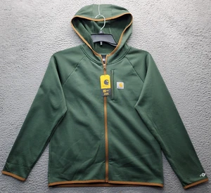 Carhartt Force Hoodie Youth Large Green Fleece Lined Moisture-Wicking Full Zip - Picture 1 of 8