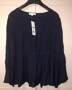 New Directions Hudson Marineblau Rüsche Langarm leicht Freizeit Top Größe XL X-Large - Bild 1 von 8