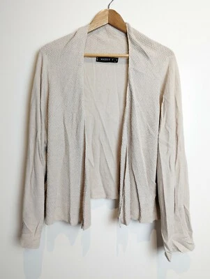 Maggie T Beige Linen Cotton Blend Women's Open Cardigan Size 2 - image 1 of 4