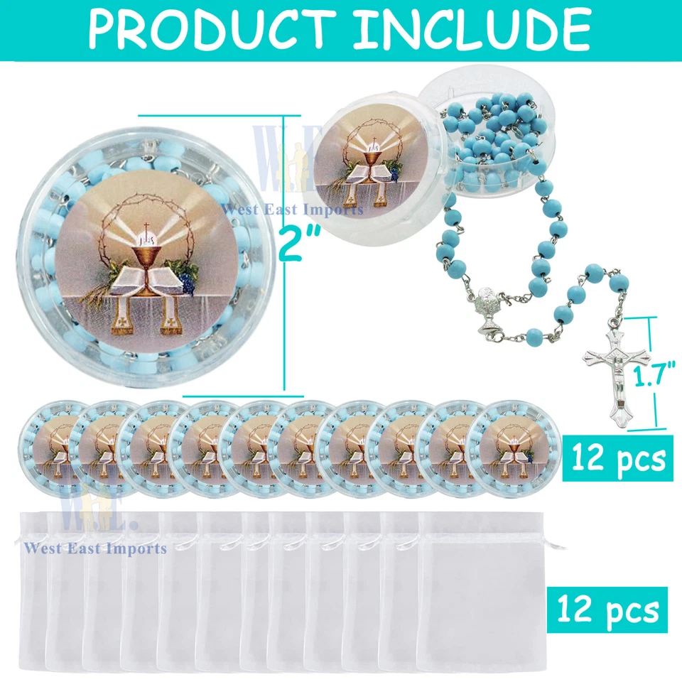 First Holy Communion Scented Rosary Favor -12 Rosaries chalice center individual - Image 1 of 4