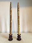 Vintage Pair Of Gold Ronson Varaflame Gas Candles With Red Glass Candle Holders