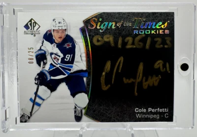 2021-22 SP Authentic Cole Perfetti Sign Of The Times Rookies Black Inscribed /25 - Image 1 of 3