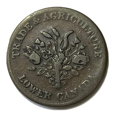 1836 Lower CANADA 🇨🇦 Un Sous Bank Token Of Montreal ~ BOUQUET SOUS ~ Rare Cover