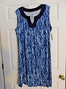 St John's Bay, Size 2X, NWT, Blue and White Dress, just darling! - Picture 1 of 4