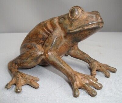 Estatua Rana Fauna Art Deco Estilo Art Nouveau Estilo Bronce Sólido Firmado • 109.99€
