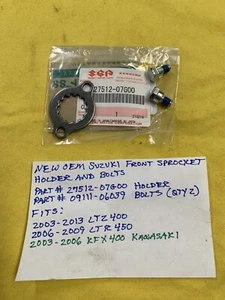 FABRICANTE DE EQUIPOS ORIGINALES SUZUKI soporte de piñón delantero y pernos (27512-07G00) LTZ400, LTR450, KFX400 - Imagen 1 de 1