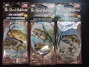 3 packs of Great Outdoors Largemouth Bass Fishing Car Air Freshners 2 per pack - Picture 1 of 5