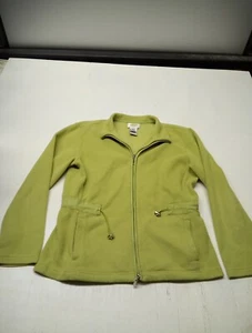 Women's Bright Green Talbots Full Zip Sweatshirt Size Medium  - Picture 1 of 5