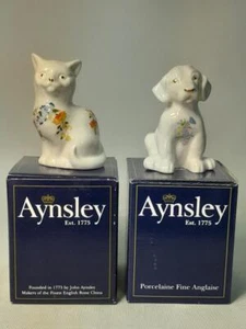 Aynsley WELPE & KATZE Figur 3,5" 8,75 cm groß Originalkartons Hund Kätzchen - Bild 1 von 10