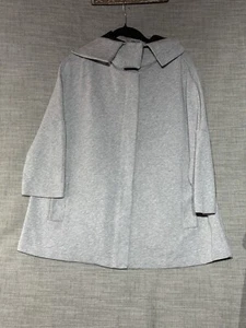 Cos Jacket Womens Size S Grey Cotton Zip Up Wide Sleeved Boxy Fit Hooded Jersey - Picture 1 of 10