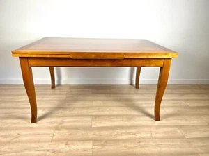 Biedermeier Esstisch ausziehbar Kirschbaum mit zwei Schubladen - Bild 1 von 7