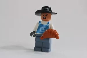 LEGO® City Minifigure Farmer Worker Croissant Hat Worried Look - Picture 1 of 4