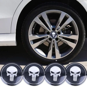 Punisher Wheel Center Cap Decals Emblems Sticker  3D DOME Metal 4 Pack 2.20" - Picture 1 of 12