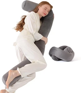 Long Body Pillow for Adults,Full Body Pillow with Velvet Pillowcase,Round Bolste - Picture 1 of 7