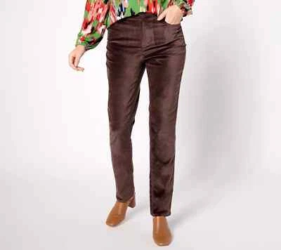 Belle by Kim Gravel Pet Velveteen Button Front Jean Espresso Size 26WP A624937 - Image 1 of 4