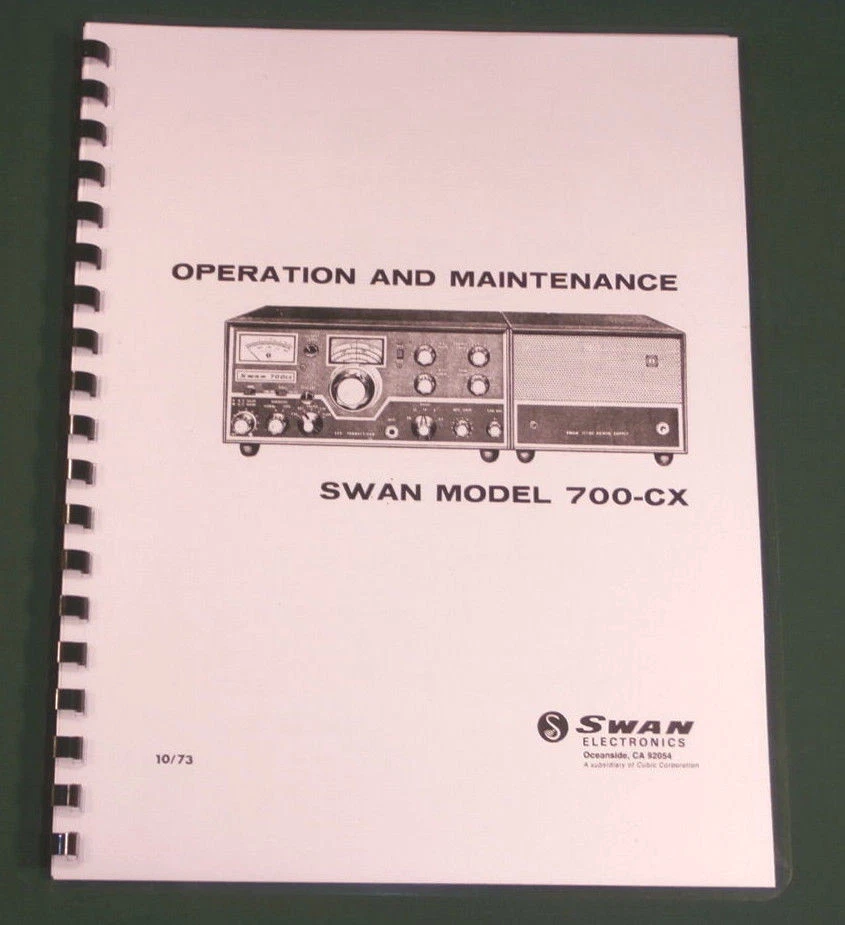Swan 700-CX Operations Manual: 11" x 24" Foldout Schematic & Protective Covers! - Image 1 of 1