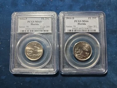 2004-P/D  Florida Quarter PCGS MS65/MS66 - Image 1 of 2