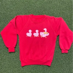 Vintage 90s Y2K Mother Goose Embroidered Girls Crewneck Sz M - Picture 1 of 4