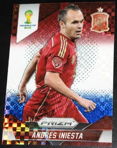 2014 Prizm World Cup Andres Iniesta Red White Blue Power Plaid Spain RWB - Picture 1 of 2