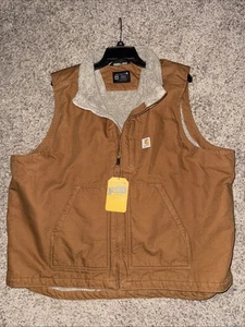 Carhartt Weste Herren braun gewaschen Duck Sherpa gefüttert Mock Neck OV4277 Gr. 2XL - Bild 1 von 6