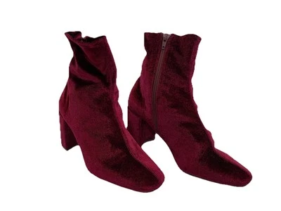 Jeffery Campbell Cienego Lo Wine Heeled Boot Crushed Purple Velvet Women Size 7 - Image 1 of 4