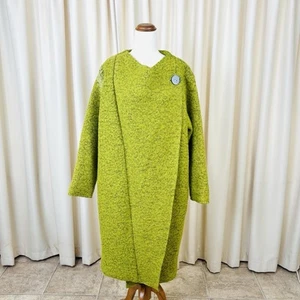 Chalet Et Ceci Womens Coat Lime Green Wool Blend Lagenlook Arty Size L - Bild 1 von 9