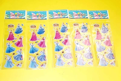 LOT 5x STICKERS SHEET CINDERELLA DISNEY PRINCESS ALADIN ARIEL BEAUTIFUL FLOWER - Image 1 of 4