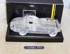 MIKASA CRYSTAL CLASSICS 1963 CHEVROLET CORVETTE CAR FULL LEAD CRYSTAL WOOD BASE - Picture 1 of 5