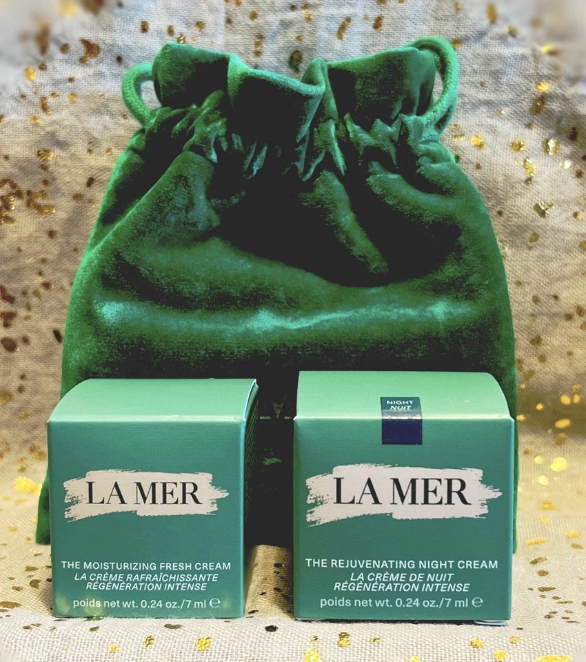 LA MER Duo~Crema hidratante fresca y crema de noche~0,24 oz/7 ml~Talla mini/viaje~NUEVO EN CAJA~ Foto 1 de 1