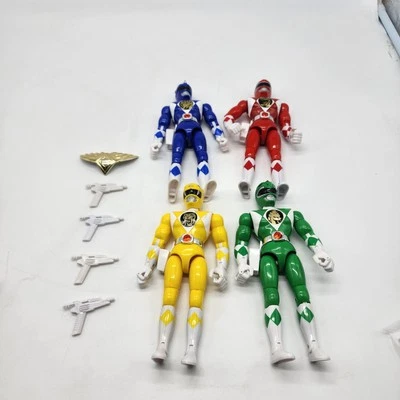 Lote de 4 figuras pistolas vintage Power Rangers serie 2200 8" amarillo verde rojo azul Foto 1 de 4