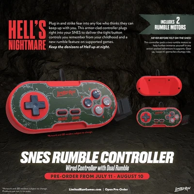 SNES Rumble Controller Limited Run Games Doom PRE-ORDER New - Immagine 1 di 4