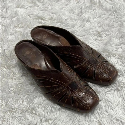 Nurture Lafayette Brown Leather Kitten Heel Mules Slip On Shoes 6.5 - Image 1 of 4