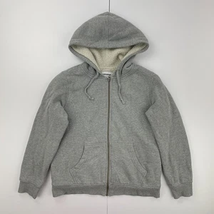 CONVERSE Hoodie Large Grey Womens Full Zip Logo Fleece Lined Sweatshirt - Picture 1 of 12