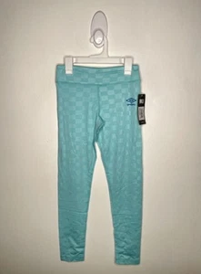 Umbro Active Leggings Girls Size Large 14 Blue Checkerboard Pull On Soccer - Picture 1 of 3