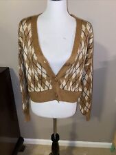 VERY J  Argyle Cropped Button Front Cardigan Sweater Size Large NWT