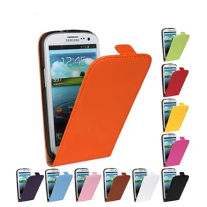 Luxury REAL LEATHER FLIP CASE FOR SAMSUNG GALAXY S3 MINI I8190 UK FREE DISPATCH - Picture 1 of 27