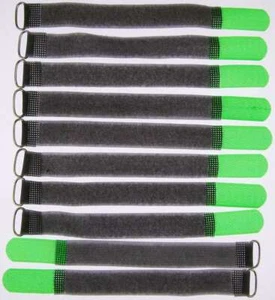 10 x Kabelklettband FK 20 cm x 20 mm neon grün Klettband Klett Kabel Binder Band - Picture 1 of 9