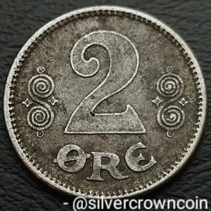 Denmark 2 Ore 1918 VBP ❤ GJ. KM#813.1a. Iron 2 Cents coin Christian X WWI 1 year - Picture 1 of 7