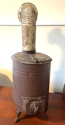 Estufa de leña vintage Jemco Salesman muestra salón calefacción estufa con tubo años 30 Foto 1 de 4