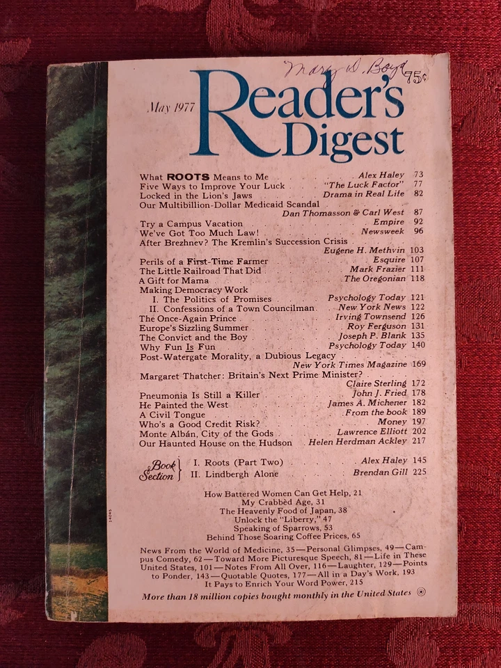 Readers Digest May 1977 Frederic Remington James A. Michener Alex Haley ROOTS - Image 1 of 1