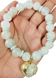 Pulsera de Jade Natural Birmano Piedras Preciosas Elastizadas Blanco Curación Cuentas de la Suerte 10mm - Imagen 1 de 8