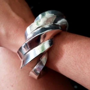 GIGANTIC Vintage 925 Sterling Silver 6" HUGE CUFF Bracelet Southwestern Chunky - Picture 1 of 12