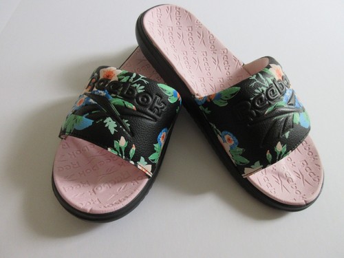 Reebok sandalo donna casual leggero comodo slide nero multicolore nuovo